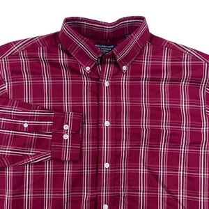 Men's M Roundtree & York Red Plaid Long Sleeve Button Down Preppy Ivy Career